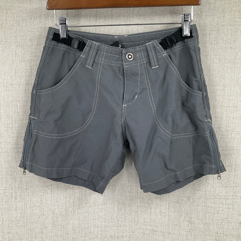 KUHL Hiking Shorts Women XS Gray Cargo Kuhldry Technical Outdoor Trail Hiking